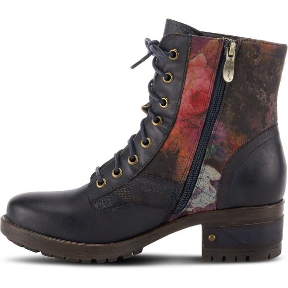 L'Artiste by Spring Step Womens Marty Leather Ankle Boots -- Navy Multi NEW - Picture 2 of 7